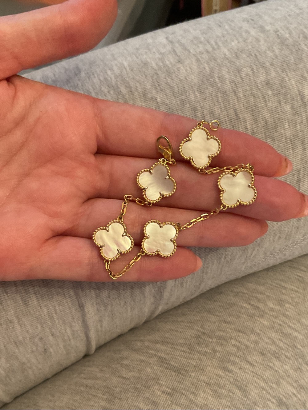 Gold Clover-Link Mother of Pearl Bracelet - Women Jewelry